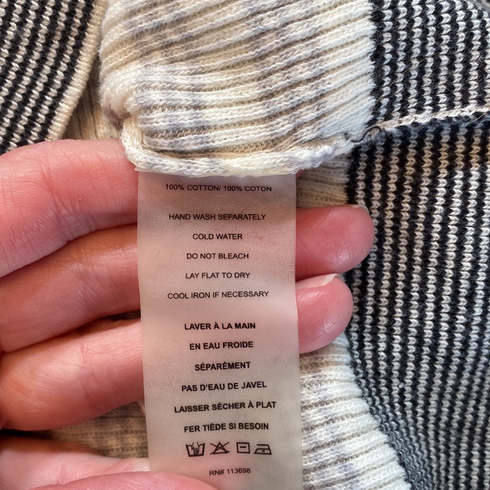 Margaret O'Leary Cream & Blue Striped Button Cardigan - Picture 8 of 9